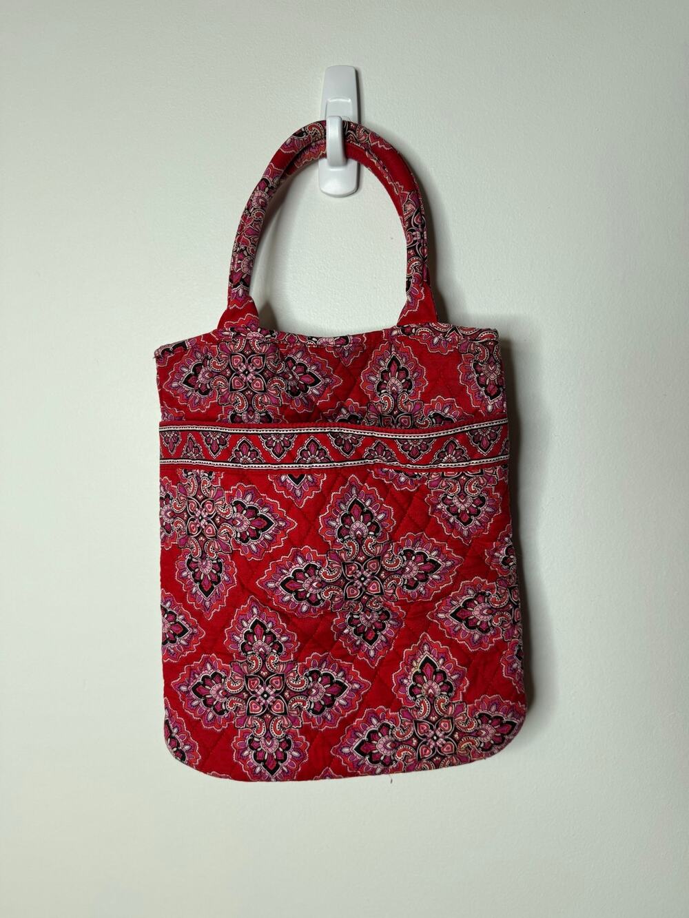 Vera Bradley Skinny Tote Purse/ Shoulder Bag Frankly Scarlet Retired Pattern